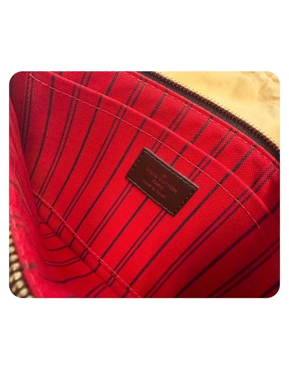 MM SIZE Louis Vuitton Damier Ebene Tote with Pouch - Brown